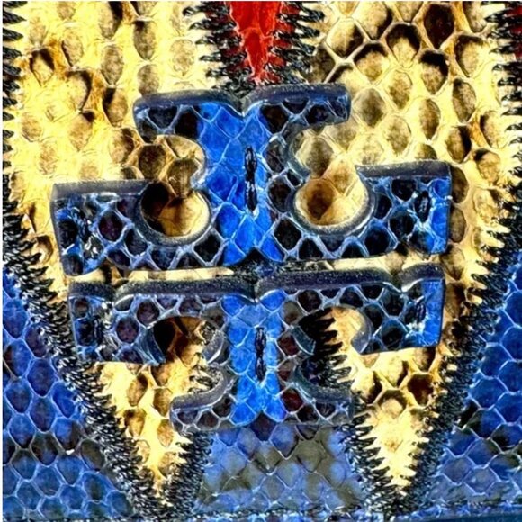 Tory Burch Snakeskin Suede Flap Crossbody & Zip Around Continental Wallet COA - Picture 6 of 17